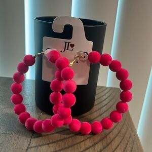 JL 3 inch pink hoop earrings
